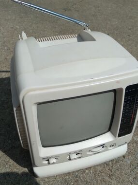 White Portable Electronics TV with Antenna
